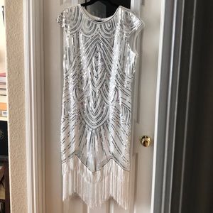 White 20s Flapper Dress